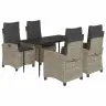 5-Osaline Aiamööbli Komplekt Patjadega, Helehall, Polürotang