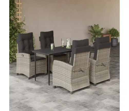 5-Osaline Aiamööbli Komplekt Patjadega, Helehall, Polürotang