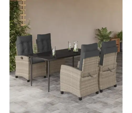 Sodo Komplektas Su Pagalvėlėmis, 5 Dalių, Pilkas, Poliratanas