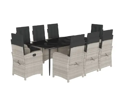 Sodo Komplektas Su Pagalvėlėmis, 9 Dalių, Pilkas, Poliratanas