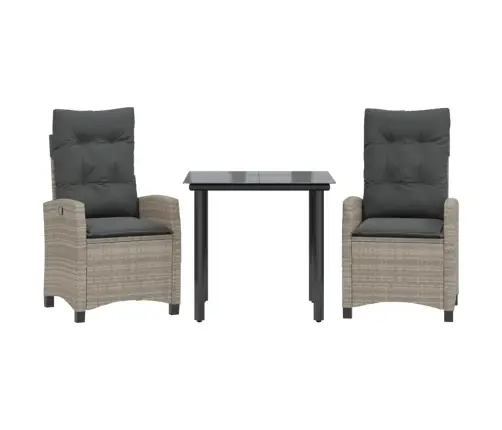 3-Osaline Aiamööbli Komplekt Patjadega, Helehall, Polürotang