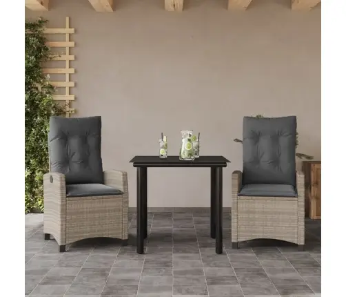 3-Osaline Aiamööbli Komplekt Patjadega, Helehall, Polürotang