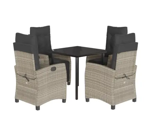 Sodo Komplektas Su Pagalvėlėmis, 5 Dalių, Pilkas, Poliratanas Sodo Komplektas Su Pagalvėlėmis, 5 Dalių, Pilkas, Poliratanas