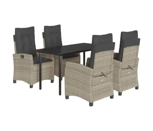 Sodo Komplektas Su Pagalvėlėmis, 5 Dalių, Pilkas, Poliratanas