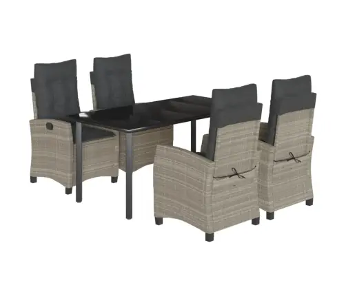 5-Daļīgs Dārza Mēbeļu Komplekts, Matrači,Gaiši Pelēka Pe Pinums Vidaxl