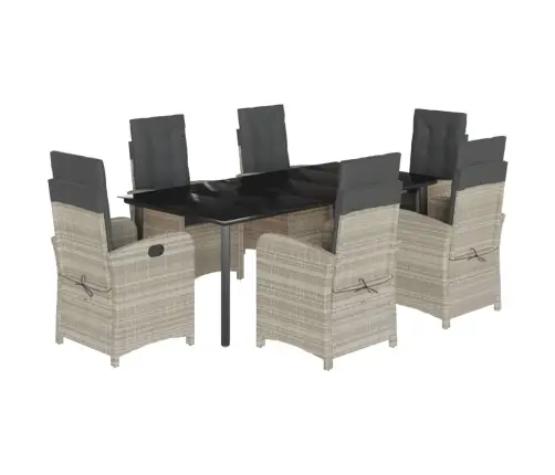 7-Osaline Aiamööbli Komplekt Patjadega, Helehall, Polürotang