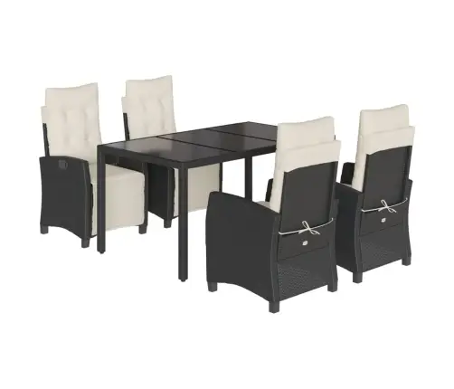 Sodo Komplektas Su Pagalvėlėmis, 5 Dalių, Juodas, Poliratanas