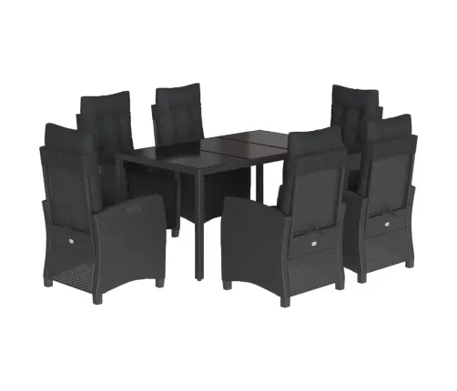 7-Osaline Aiamööblikomplekt Patjadega, Must, Polürotang