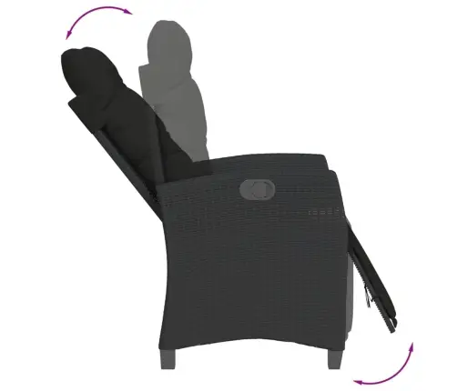 7-Osaline Aiamööblikomplekt Patjadega, Must, Polürotang