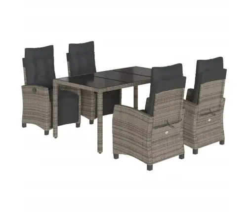 5-Daļīgs Dārza Mēbeļu Komplekts, Matrači, Pelēka Pe Rotangpalma Vidaxl