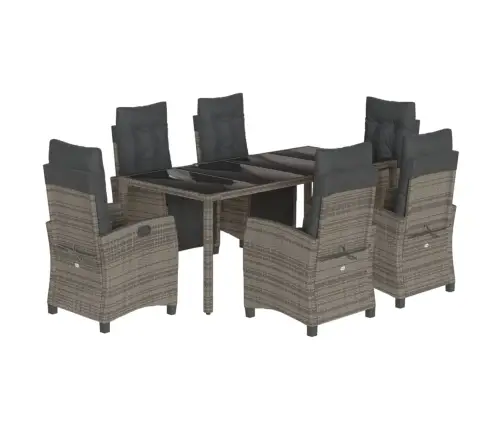 7-Daļīgs Dārza Mēbeļu Komplekts, Matrači, Pelēka Pe Rotangpalma Vidaxl