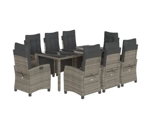 Sodo Komplektas Su Pagalvėlėmis, 9 Dalių, Pilkas, Poliratanas