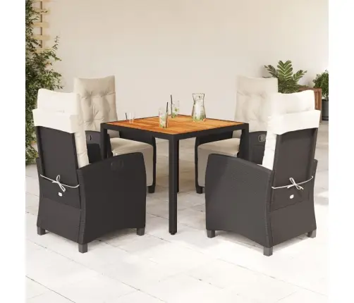 5-Daļīgs Dārza Mēbeļu Komplekts, Matrači, Melna Pe  Rotangpalma Vidaxl