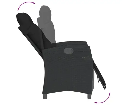 3-Osaline Aiamööbli Komplekt Patjadega, Must, Polürotang