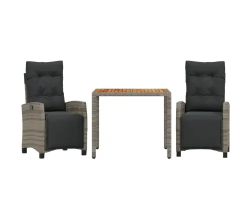 3-Daļīgs Dārza Mēbeļu Komplekts, Matrači, Pelēka Pe Rotangpalma Vidaxl