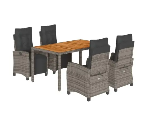 5-Daļīgs Dārza Mēbeļu Komplekts, Matrači, Pelēka Pe Rotangpalma Vidaxl