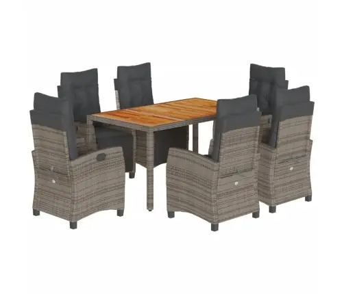 7-Daļīgs Dārza Mēbeļu Komplekts, Matrači, Pelēka Pe Rotangpalma Vidaxl