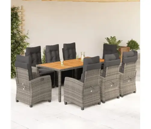 9-Daļīgs Dārza Mēbeļu Komplekts Ar Matračiem, Pe Rotangpalma Vidaxl