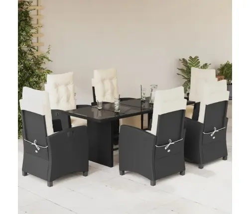 Sodo Komplektas Su Pagalvėlėmis, 7 Dalių, Juodas, Poliratanas