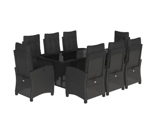 9-Osaline Aiamööbli Komplekt Patjadega, Must, Polürotang