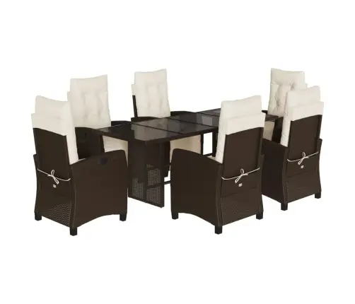 7-Daļīgs Dārza Mēbeļu Komplekts, Matrači, Brūna Pe Rotangpalma Vidaxl