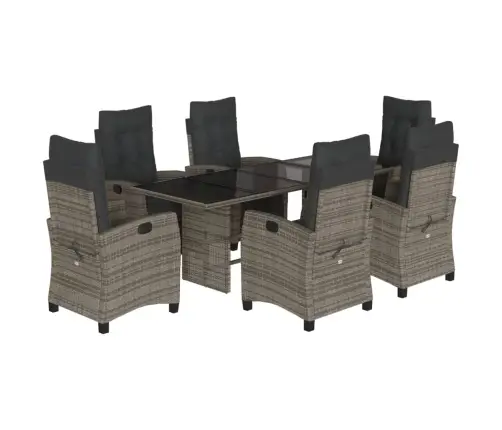 7-Daļīgs Dārza Mēbeļu Komplekts, Matrači, Pelēka Pe Rotangpalma Vidaxl