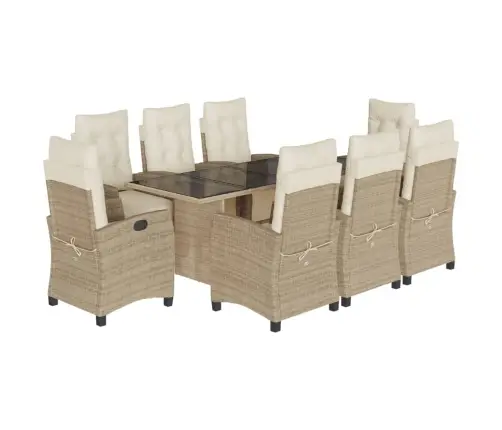 9-Daļīgs Virtuves Mēbeļu Komplekts Ar Matračiem, Pe Rotangpalma Vidaxl