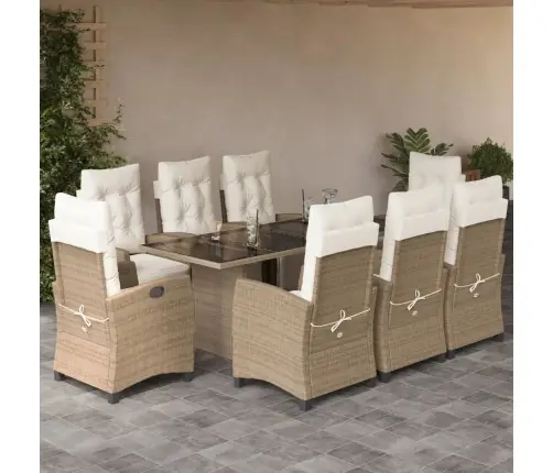 9-Daļīgs Virtuves Mēbeļu Komplekts Ar Matračiem, Pe Rotangpalma Vidaxl