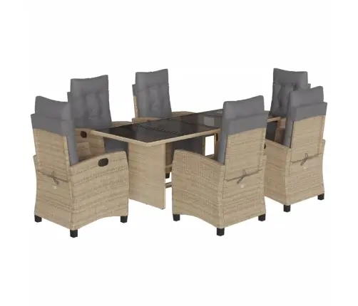 7-Osaline Aia Söögimööbli Komplekt Patjadega, Beežid Toonid