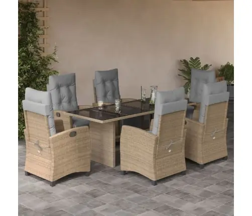 7-Osaline Aia Söögimööbli Komplekt Patjadega, Beežid Toonid