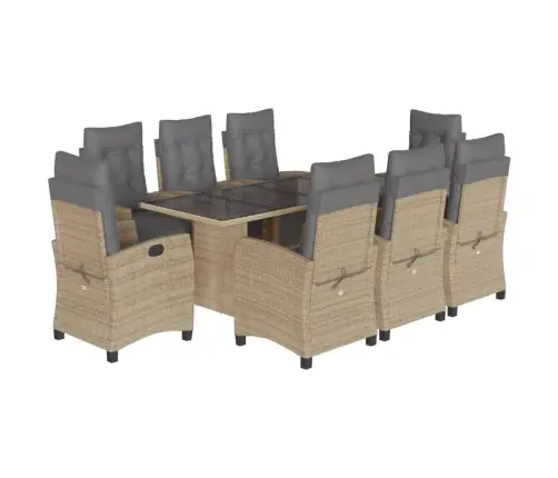 9-Daļīgs Virtuves Mēbeļu Komplekts Ar Matračiem, Pe Rotangpalma Vidaxl