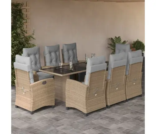 9-Daļīgs Virtuves Mēbeļu Komplekts Ar Matračiem, Pe Rotangpalma Vidaxl