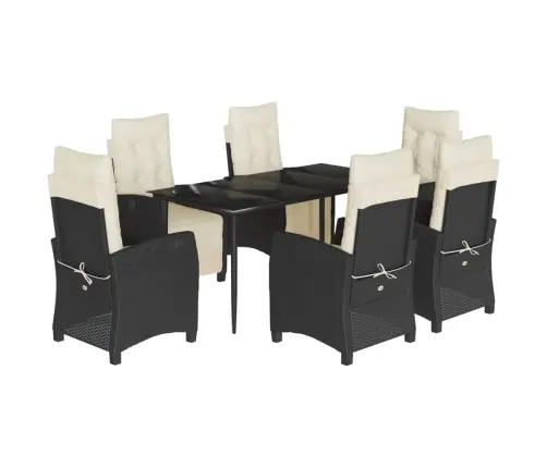 7-Osaline Aiamööblikomplekt Patjadega, Must, Polürotang