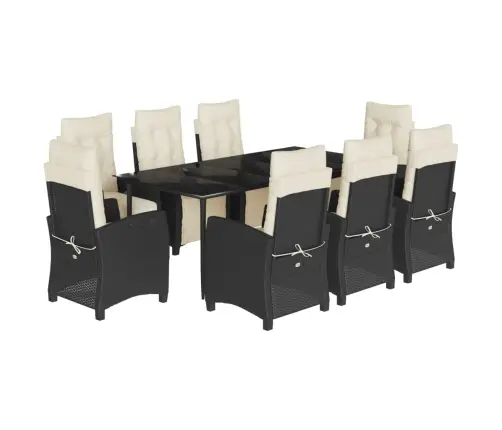 Sodo Komplektas Su Pagalvėlėmis, 9 Dalių, Juodas, Poliratanas