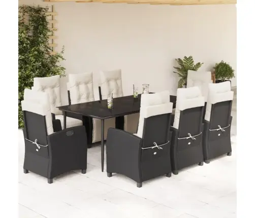 Sodo Komplektas Su Pagalvėlėmis, 9 Dalių, Juodas, Poliratanas