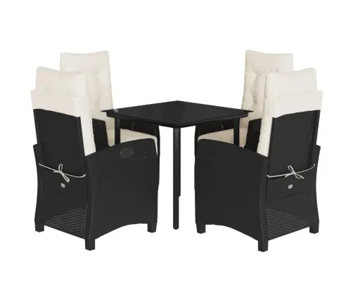 5-Daļīgs Dārza Mēbeļu Komplekts, Matrači, Melna Pe  Rotangpalma Vidaxl