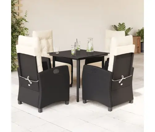 5-Daļīgs Dārza Mēbeļu Komplekts, Matrači, Melna Pe  Rotangpalma Vidaxl