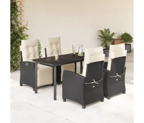 Sodo Komplektas Su Pagalvėlėmis, 5 Dalių, Juodas, Poliratanas