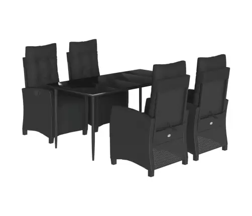 Sodo Komplektas Su Pagalvėlėmis, 5 Dalių, Juodas, Poliratanas