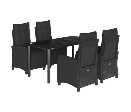 5-Daļīgs Dārza Mēbeļu Komplekts, Matrači, Melna Pe  Rotangpalma Vidaxl