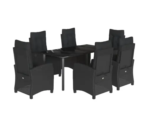 Sodo Komplektas Su Pagalvėlėmis, 7 Dalių, Juodas, Poliratanas