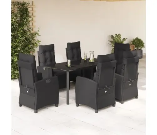 Sodo Komplektas Su Pagalvėlėmis, 7 Dalių, Juodas, Poliratanas