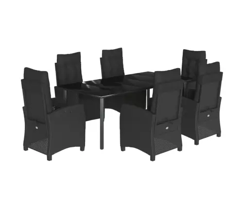 7-Osaline Aiamööblikomplekt Patjadega, Must, Polürotang