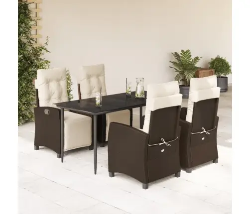 5-Daļīgs Dārza Mēbeļu Komplekts Ar Matračiem, Pe Rotangpalma Vidaxl