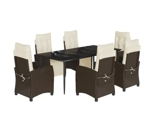 7-Daļīgs Dārza Mēbeļu Komplekts, Matrači, Brūna Pe Rotangpalma Vidaxl