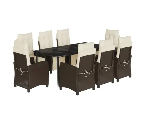 Sodo Komplektas Su Pagalvėlėmis, 9 Dalių, Rudas, Poliratanas