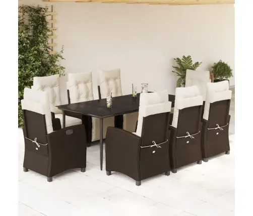 Sodo Komplektas Su Pagalvėlėmis, 9 Dalių, Rudas, Poliratanas