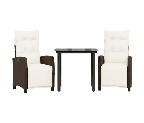 3-Daļīgs Dārza Mēbeļu Komplekts, Matrači, Brūna Pe Rotangpalma Vidaxl