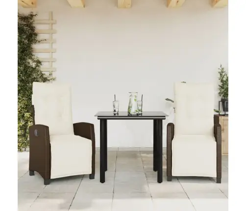 3-Daļīgs Dārza Mēbeļu Komplekts, Matrači, Brūna Pe Rotangpalma Vidaxl