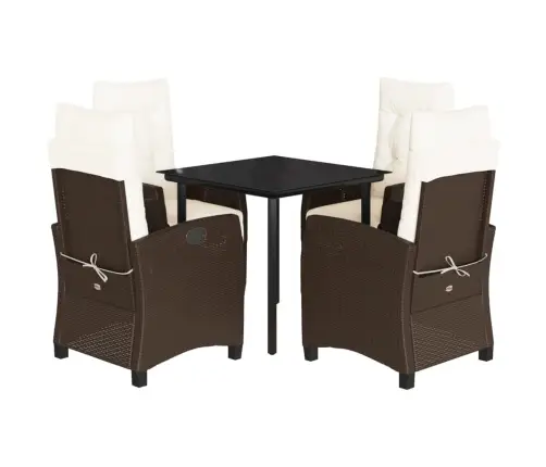 5-Osaline Aia Söögimööbli Komplekt Patjadega, Pruun, Polürotang